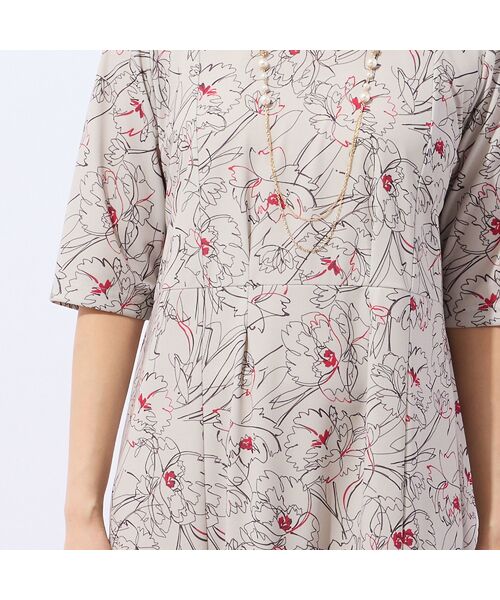 LOBJIE / ロブジェ ミニ丈・ひざ丈ワンピース | 【洗える】ラインフラワーワンピース | 詳細3