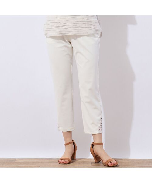 LOBJIE / ロブジェ ショート・ハーフ・半端丈パンツ | 【洗える・接触冷感・日本製・S~LLサイズ】裾レースクロップドパンツ | 詳細1