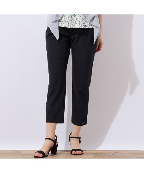 LOBJIE / ロブジェ ショート・ハーフ・半端丈パンツ | 【洗える・接触冷感・日本製・S~LLサイズ】裾レースクロップドパンツ(ブラック)