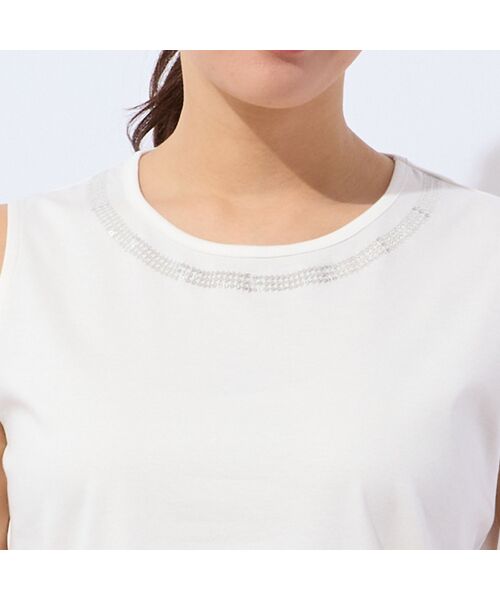 LOBJIE / ロブジェ タンクトップ | 【洗える・日本製・綿100%】襟ぐり刺繍コットンタンクトップ | 詳細2