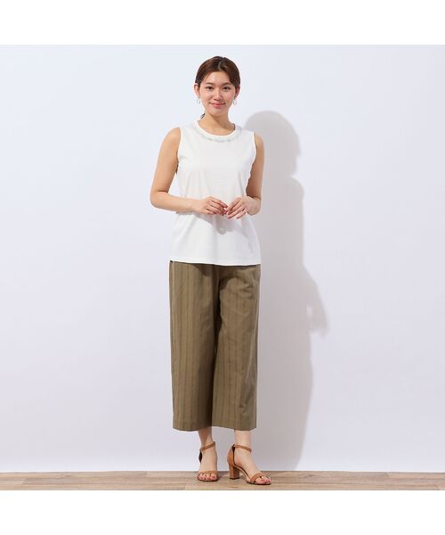 LOBJIE / ロブジェ タンクトップ | 【洗える・日本製・綿100%】襟ぐり刺繍コットンタンクトップ | 詳細3