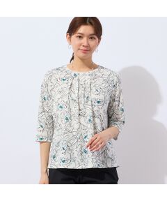 LOBJIE / ロブジェ カットソー | 【洗える・日本製】ラインフラワーTシャツ