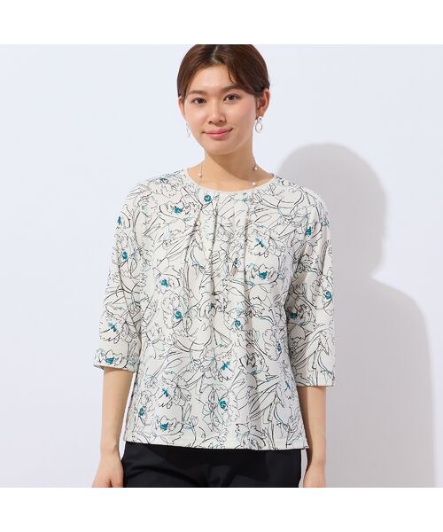 LOBJIE / ロブジェ カットソー | 【洗える・日本製】ラインフラワーTシャツ | 詳細1