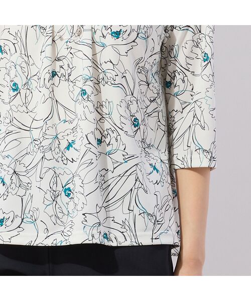 LOBJIE / ロブジェ カットソー | 【洗える・日本製】ラインフラワーTシャツ | 詳細2