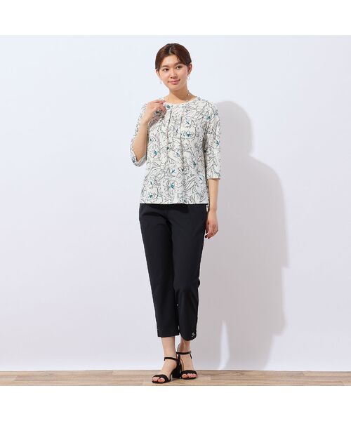 LOBJIE / ロブジェ カットソー | 【洗える・日本製】ラインフラワーTシャツ | 詳細3