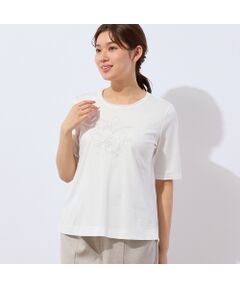 LOBJIE / ロブジェ カットソー | 【洗える・日本製】花文字刺繍Tシャツ