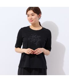 LOBJIE / ロブジェ カットソー | 【洗える・日本製】花文字刺繍Tシャツ