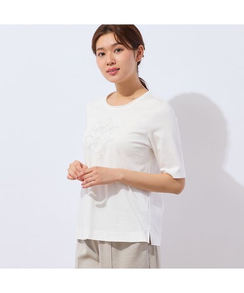 LOBJIE / ロブジェ カットソー | 【洗える・日本製】花文字刺繍Tシャツ | 詳細2