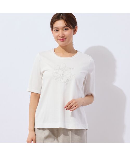 LOBJIE / ロブジェ カットソー | 【洗える・日本製】花文字刺繍Tシャツ | 詳細5