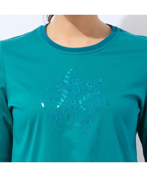 LOBJIE / ロブジェ カットソー | 【洗える・日本製】花文字刺繍Tシャツ | 詳細13