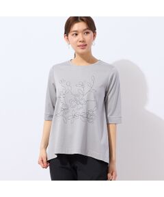 LOBJIE / ロブジェ カットソー | 【洗える】花刺繍AラインTシャツ