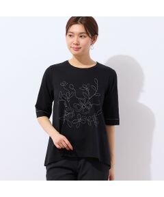 LOBJIE / ロブジェ カットソー | 【洗える】花刺繍AラインTシャツ