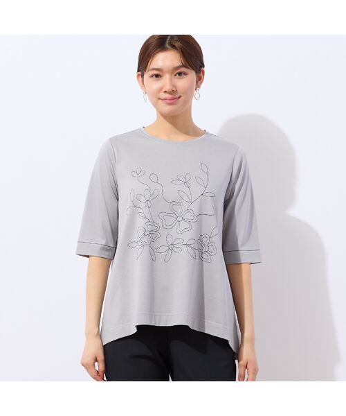 LOBJIE / ロブジェ カットソー | 【洗える】花刺繍AラインTシャツ | 詳細3