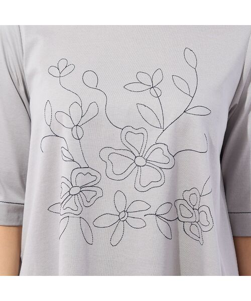 LOBJIE / ロブジェ カットソー | 【洗える】花刺繍AラインTシャツ | 詳細4