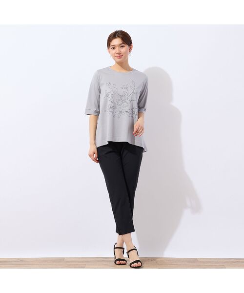 LOBJIE / ロブジェ カットソー | 【洗える】花刺繍AラインTシャツ | 詳細5