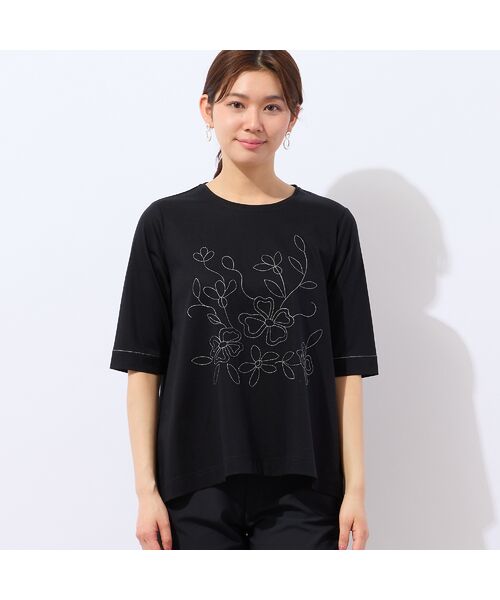LOBJIE / ロブジェ カットソー | 【洗える】花刺繍AラインTシャツ | 詳細8