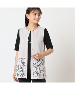 LOBJIE / ロブジェ ベスト | 【洗える・アンサンブル可・日本製】裾花柄ベスト
