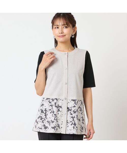 LOBJIE / ロブジェ ベスト | 【洗える・アンサンブル可・日本製】裾花柄ベスト | 詳細1