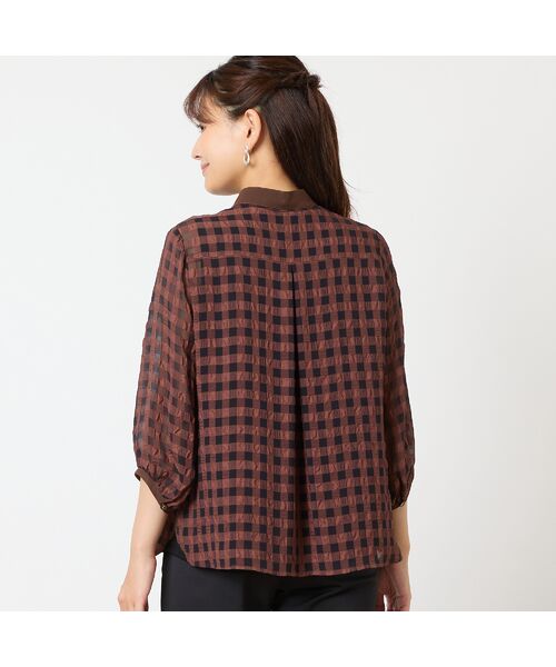 LOBJIE / ロブジェ シャツ・ブラウス | 【洗える】シアーギンガムチェックブラウス | 詳細1