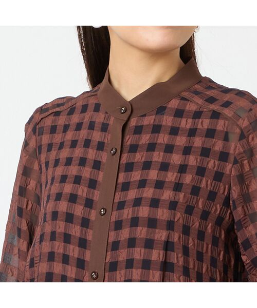 LOBJIE / ロブジェ シャツ・ブラウス | 【洗える】シアーギンガムチェックブラウス | 詳細3