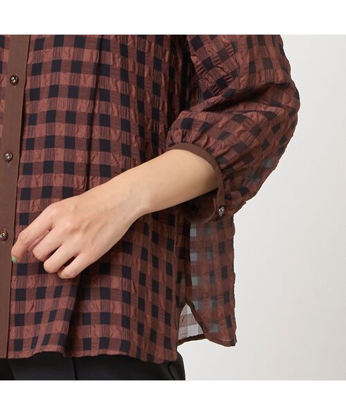 LOBJIE / ロブジェ シャツ・ブラウス | 【洗える】シアーギンガムチェックブラウス | 詳細4