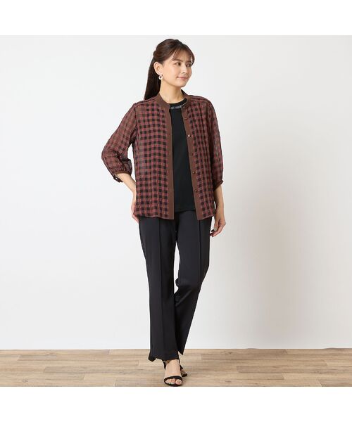 LOBJIE / ロブジェ シャツ・ブラウス | 【洗える】シアーギンガムチェックブラウス | 詳細6