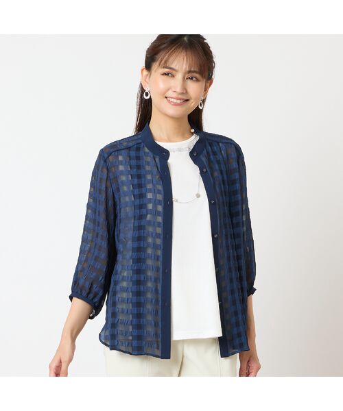 LOBJIE / ロブジェ シャツ・ブラウス | 【洗える】シアーギンガムチェックブラウス | 詳細10