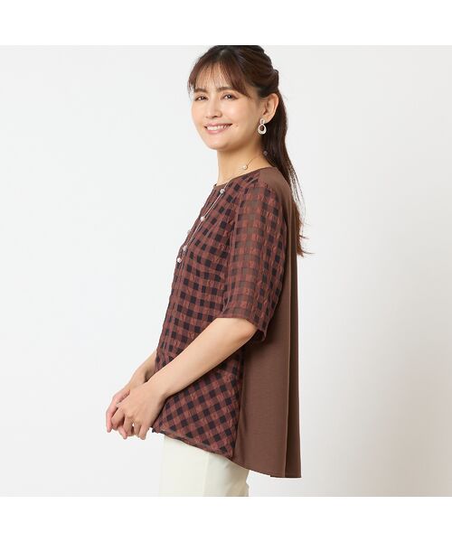 LOBJIE / ロブジェ カットソー | 【洗える】シアーギンガムチェックプルオーバー | 詳細1