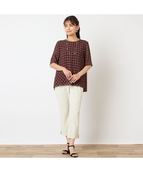 LOBJIE / ロブジェ カットソー | 【洗える】シアーギンガムチェックプルオーバー | 詳細5