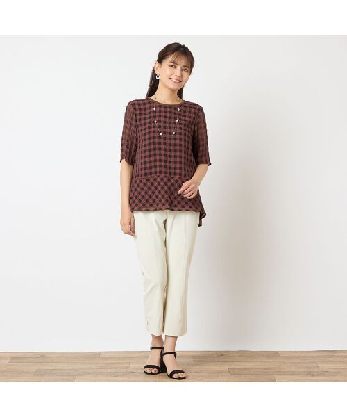 LOBJIE / ロブジェ カットソー | 【洗える】シアーギンガムチェックプルオーバー | 詳細7