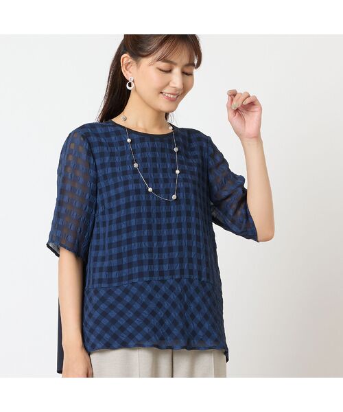 LOBJIE / ロブジェ カットソー | 【洗える】シアーギンガムチェックプルオーバー | 詳細10