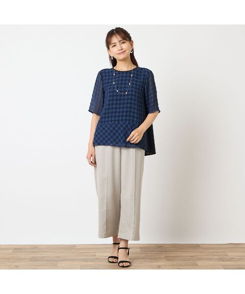 LOBJIE / ロブジェ カットソー | 【洗える】シアーギンガムチェックプルオーバー | 詳細15