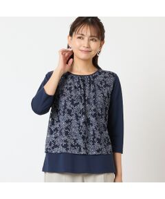 LOBJIE / ロブジェ カットソー | 【洗える・アンサンブル可・日本製】花柄レイヤード風カットソー