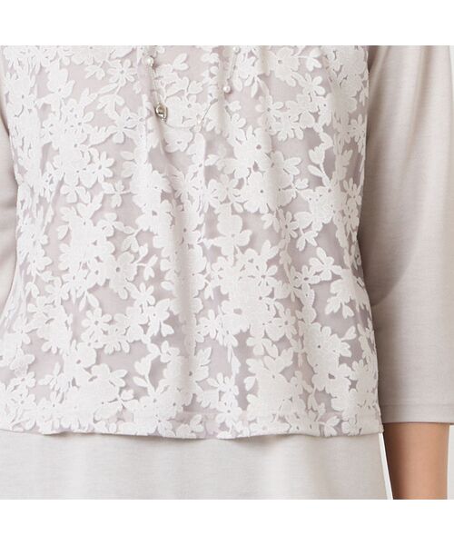 LOBJIE / ロブジェ カットソー | 【洗える・アンサンブル可・日本製】花柄レイヤード風カットソー | 詳細3