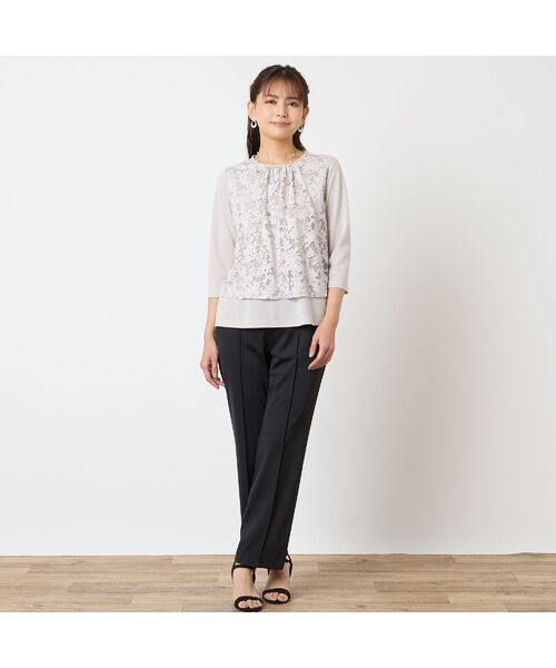 LOBJIE / ロブジェ カットソー | 【洗える・アンサンブル可・日本製】花柄レイヤード風カットソー | 詳細4