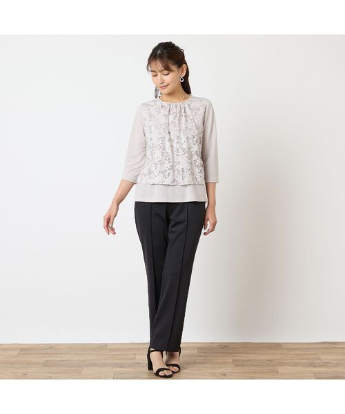 LOBJIE / ロブジェ カットソー | 【洗える・アンサンブル可・日本製】花柄レイヤード風カットソー | 詳細5