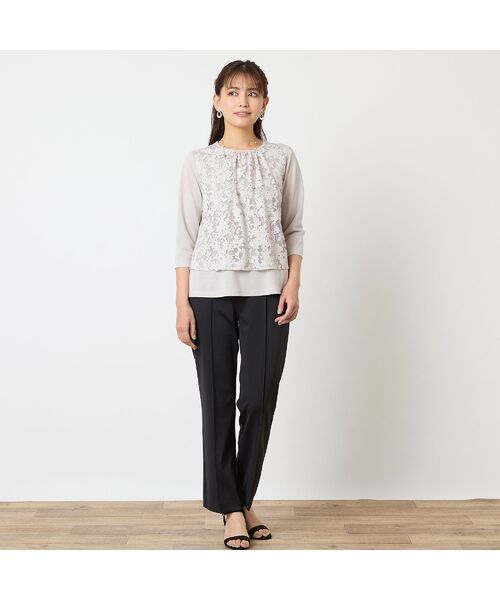 LOBJIE / ロブジェ カットソー | 【洗える・アンサンブル可・日本製】花柄レイヤード風カットソー | 詳細6