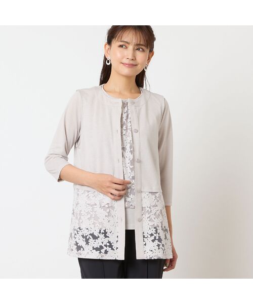 LOBJIE / ロブジェ カットソー | 【洗える・アンサンブル可・日本製】花柄レイヤード風カットソー | 詳細7