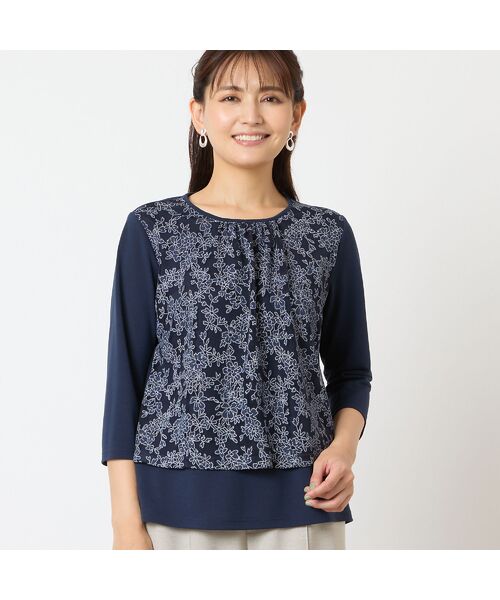 LOBJIE / ロブジェ カットソー | 【洗える・アンサンブル可・日本製】花柄レイヤード風カットソー | 詳細11