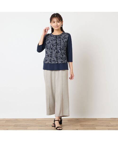 LOBJIE / ロブジェ カットソー | 【洗える・アンサンブル可・日本製】花柄レイヤード風カットソー | 詳細13