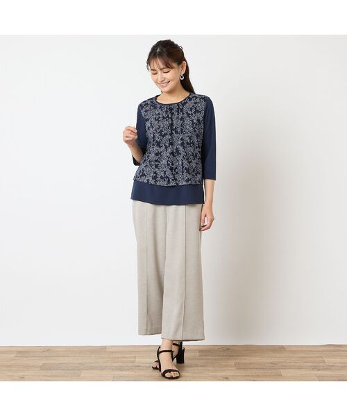 LOBJIE / ロブジェ カットソー | 【洗える・アンサンブル可・日本製】花柄レイヤード風カットソー | 詳細14