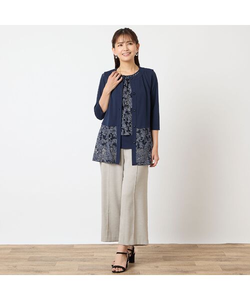 LOBJIE / ロブジェ カットソー | 【洗える・アンサンブル可・日本製】花柄レイヤード風カットソー | 詳細17