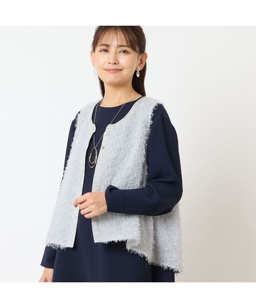 LOBJIE / ロブジェ ベスト | 【洗える・日本製】シアーカットジャカードベスト | 詳細1