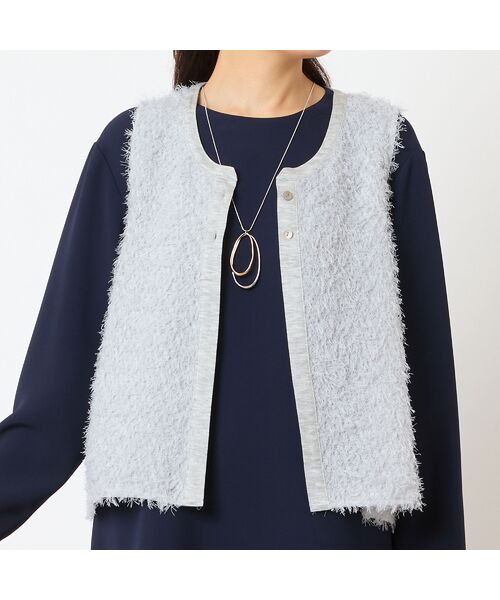 LOBJIE / ロブジェ ベスト | 【洗える・日本製】シアーカットジャカードベスト | 詳細2