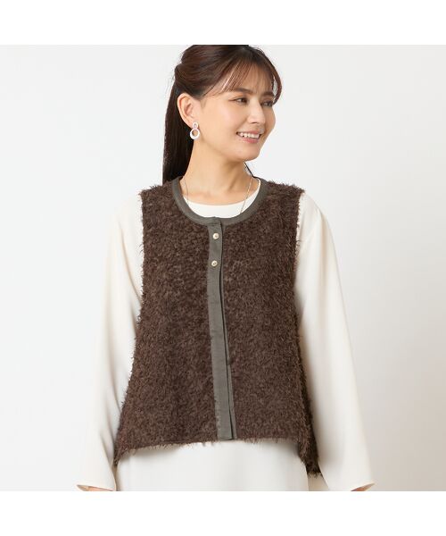 LOBJIE / ロブジェ ベスト | 【洗える・日本製】シアーカットジャカードベスト | 詳細9