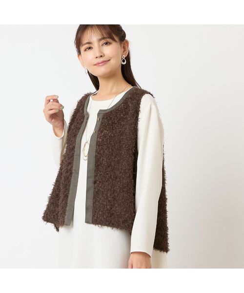 LOBJIE / ロブジェ ベスト | 【洗える・日本製】シアーカットジャカードベスト | 詳細13