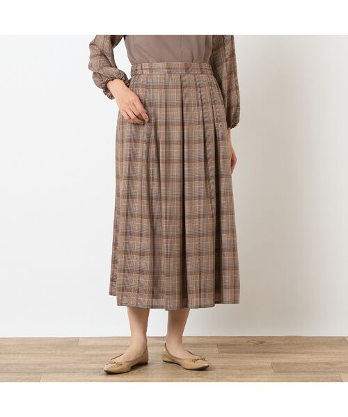 LOBJIE / ロブジェ ミニ・ひざ丈スカート | 【洗える・セットアップ可能】グレンチェックフレアスカート | 詳細1