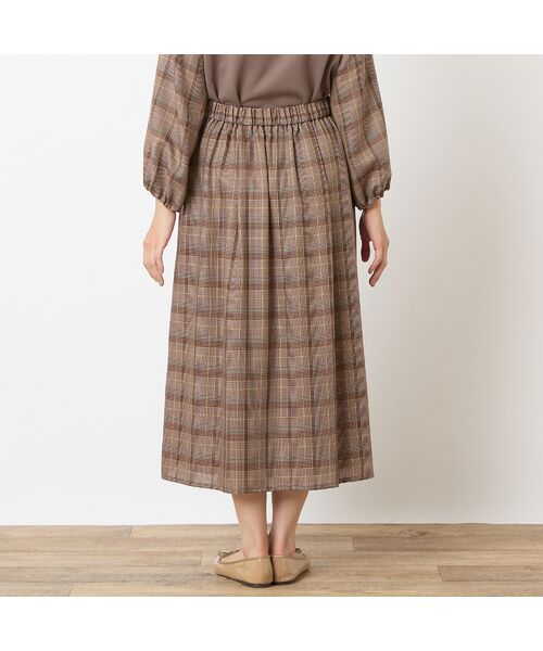 LOBJIE / ロブジェ ミニ・ひざ丈スカート | 【洗える・セットアップ可能】グレンチェックフレアスカート | 詳細2