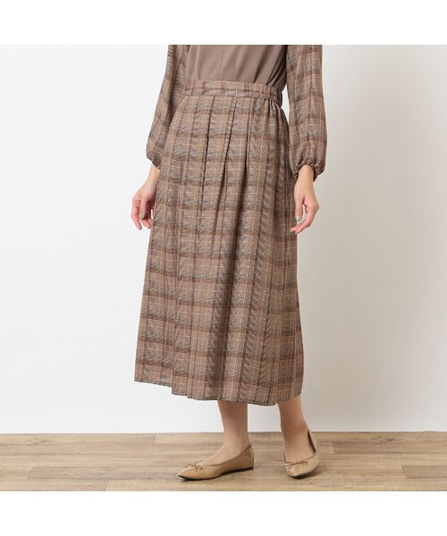 LOBJIE / ロブジェ ミニ・ひざ丈スカート | 【洗える・セットアップ可能】グレンチェックフレアスカート | 詳細3