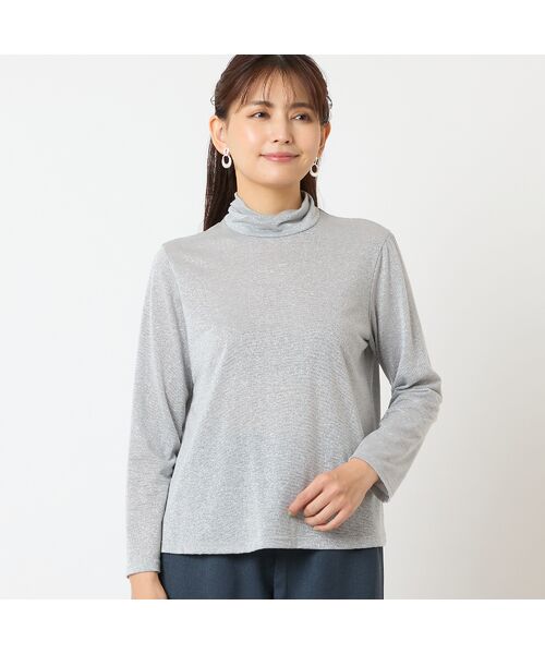 LOBJIE/ロブジェ 【洗える・日本製】シアーラメカットソー グレー M LOBJIE/ロブジェ 【洗える・日本製】シアーラメカットソー グレー M